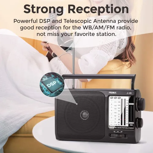 Vista 4 de NOAA Weather AM FM Radio portátil con la mejor recepción, radio transistor, 3 radios D a pilas o alimentación de CA, emergencia doméstica