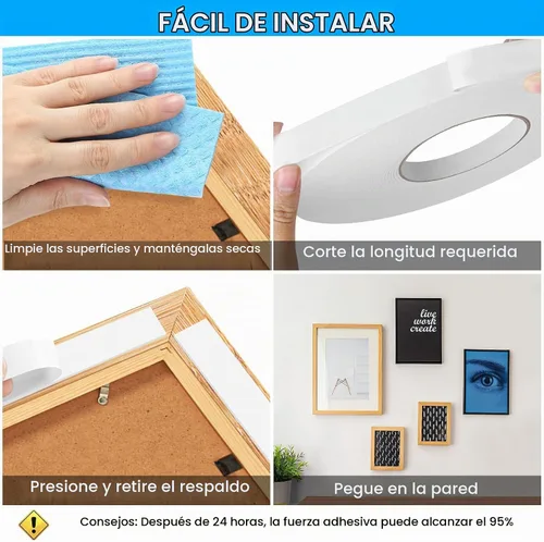 Vista 5 de Cinta adhesiva de espuma de doble cara 0.39 pulgadas x 5 metros, 5 paquetes, cinta de montaje resistente, tiras de sellado adhesivas fuertes y Blanco