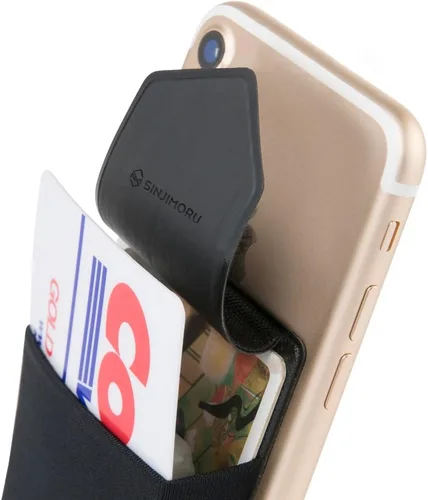 Vista 11 de Sinjimoru - Tarjetero para la parte posterior del teléfono, billetera para pegar en el teléfono, color beige