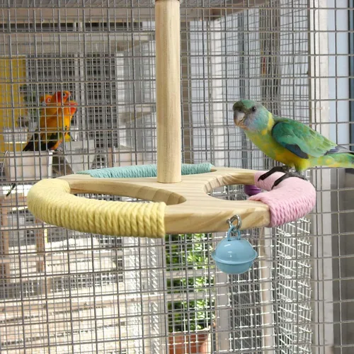 Vista 2 de Soporte giratorio para pájaros, juguete de loro para pájaros, accesorios de jaula