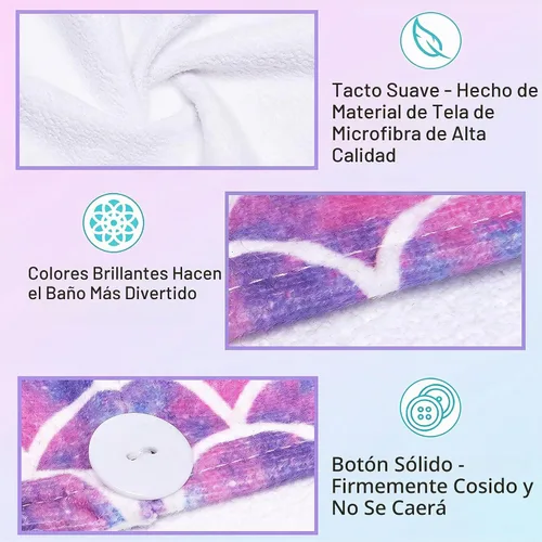 Vista 5 de Toalla de microfibra para el pelo para niños y niñas, ultra Galaxia&Multicolor-Normal-Paquete de 2