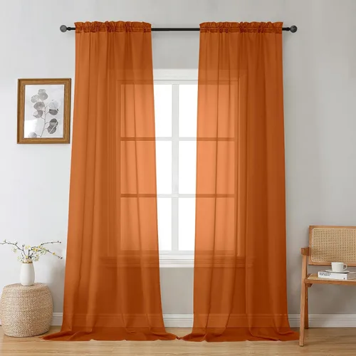 Vista 198 de Gwine Cortinas transparentes negras de 108 pulgadas de largo Negro