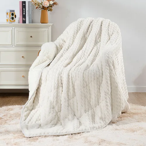 Vista 18 de Mr. Sandman Mantas con peso para adultos, tamaño matrimonial, 10 libras, manta cálida de forro polar Sherpa para dormir y calmar, manta de cama