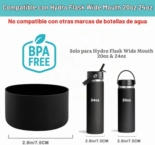 Vista 2 de HEYSKAY Funda Protectora de Silicona para Botellas de Agua Hydro Flask de Boca Ancha de 12oz 16oz 18oz 21oz 24oz Protector de Fondo y Otras Botellas