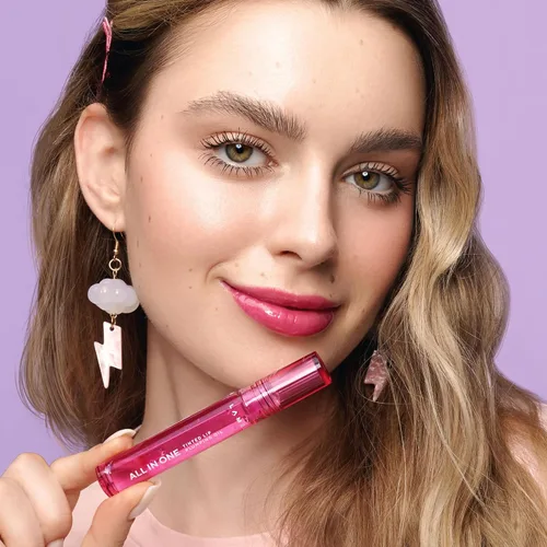 Vista 3 de Lamel Aceite labial tintado todo en uno, hielo de bayas, aceite labial voluminizador e hidratante, gel voluminizador y perfumado para uso diurno