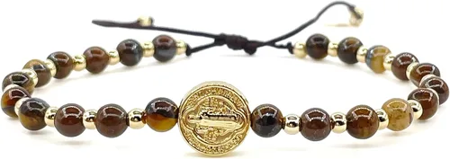 Vista 36 de St Benedict Coin and Natural Round Red Coral Beads Adjustable Bracelet for Women