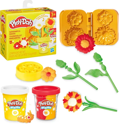 Vista 9 de Play-Doh Paquete de dos flores, tulipanes, narcisos, girasol y margaritas, kit de manualidades para niños, regalos para niñas y niños