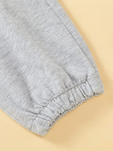Vista 4 de Floerns Pantalones deportivos de 3 piezas con estampado gráfico de letras y cintura elástica para niñas
