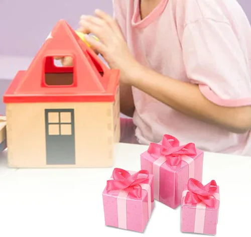Vista 2 de Cajas de regalo de casa de muñecas 1:12, juego de figuritas de paquetes de Navidad para decoración navideña