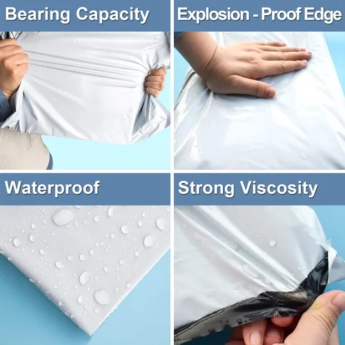 Vista 4 de Poly Mailers 11×15 pulgadas con asa, envío sobres bolsas con auto-adhesivo