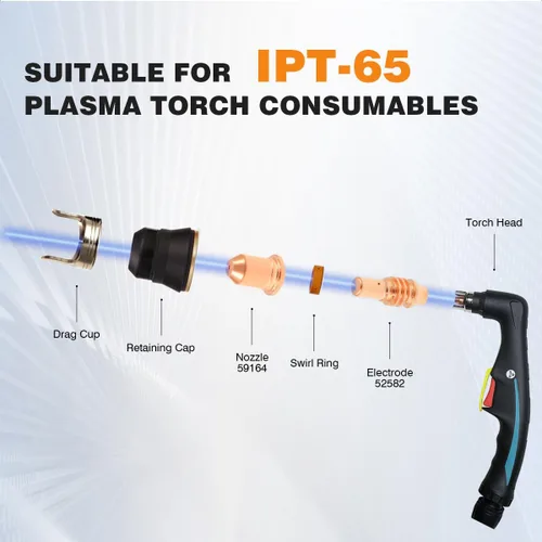 Vista 2 de Electrodo 59182 Boquilla 59164 Puntas 65A Fit TI-PC65 Antorcha IPT-65 58895 Harbor Freight Titanium 65A Cutter 10PK