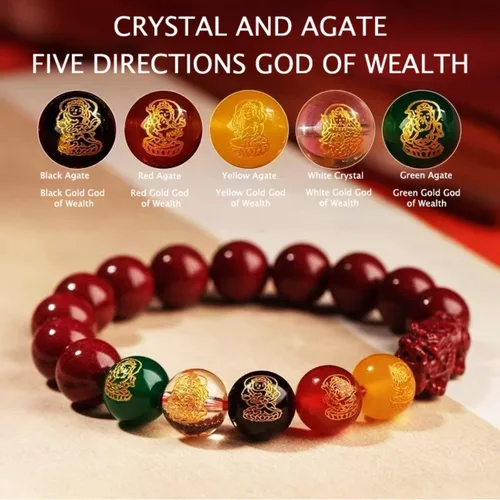 Vista 2 de Pulsera de cuerda roja con cinabrio natural, Feng Shui, Pixiu, amuleto de buena suerte, amuleto de protección de atracción de riqueza para hombres