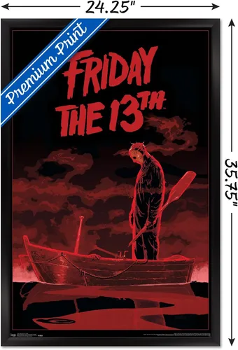 Vista 3 de Trends International Friday The 13th - Póster de pared de barco, 22.375 x 34 pulgadas, versión enmarcada en negro