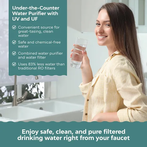 Vista 2 de AMI Sola Purificador de agua UV puro bajo el mostrador, filtro de agua para fregadero con UV y UF