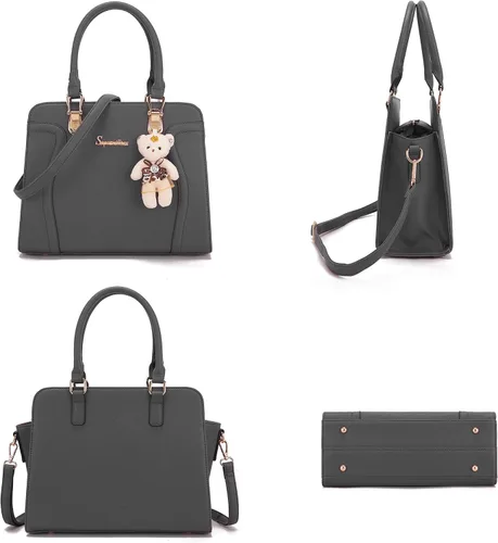 Vista 3 de Soperwillton Bolsos de mano para mujer, bolsas de hombro, cartera, bolsa de mano, juego de 3 piezas