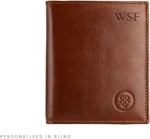 Vista 8 de Maxwell Scott Mens Luxury Leather Bifold Wallet with Coin Pocket The Rocca Classic Small Pocketbook Cards Holder Tan Brown