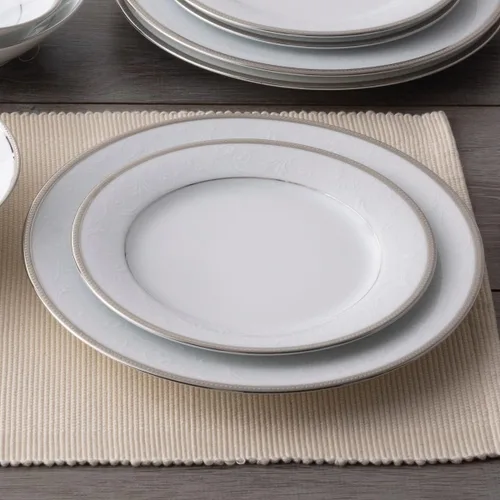Vista 8 de Noritake Regina Platinum - Juego de 12 piezas, servicio para 4 pulgadas, color blanco