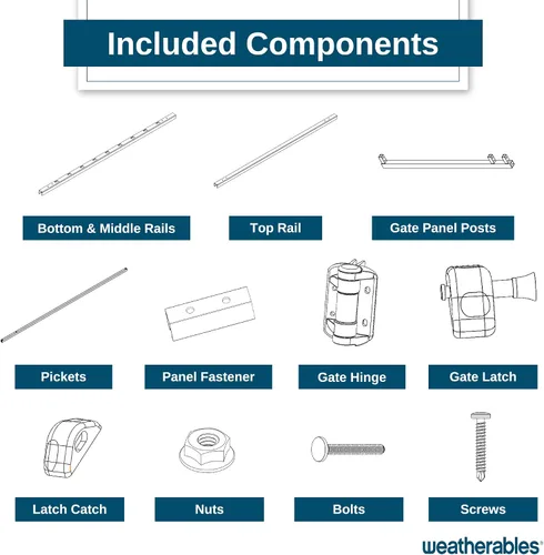 Vista 5 de Kit de puerta de aluminio ciprés Weatherables – Kit de bricolaje para cercas de patio y jardín, hecho con aluminio recubierto de polvo duradero que