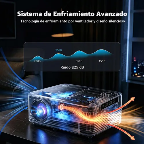 Vista 6 de Mini proyector para iPhone, proyector portátil 1080P soporte y altavoz