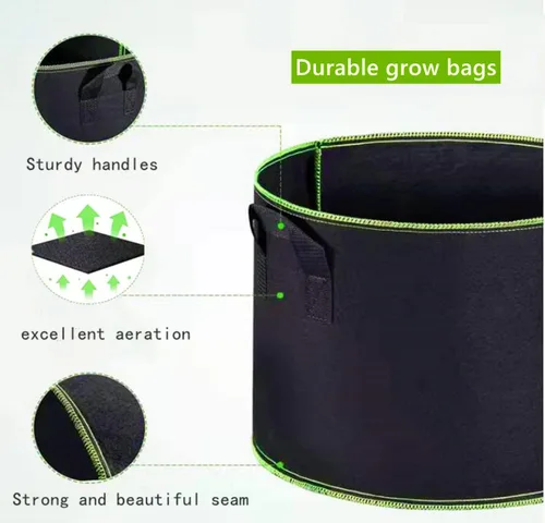 Vista 4 de Niurui Paquete de 5 bolsas de cultivo de 5 galones, 10.58 oz de tela no tejida gruesa para plantas con asas, para entrenamiento de plantas de bajo