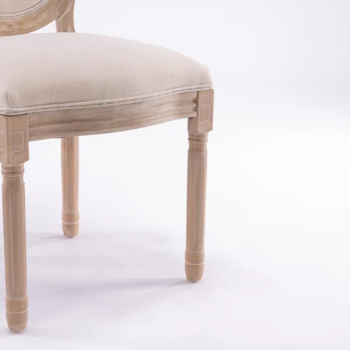 Vista 7 de Juego de 2 sillas de comedor estilo granja, sillas de comedor francesas de madera con respaldo redondo, marco de madera maciza, sillas de bistró