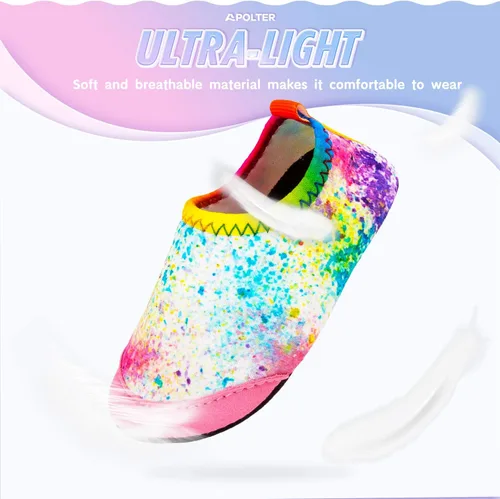 Vista 4 de Apolter - Zapatos de agua o natación estilo calcetín para niños, unisex, antideslizantes, para la playa o piscina, color aguamarina