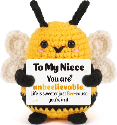 Vista 8 de LEJIAJINW - Regalos para tía para mujer, regalos de cumpleaños para tía de sobrina sobrina, linda abeja de ganchillo hecha a mano, regalo único