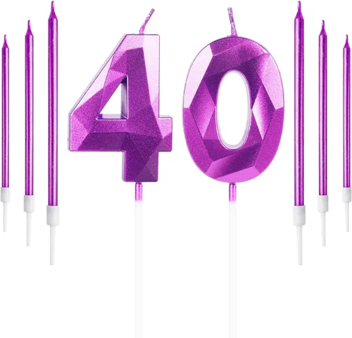 Vista 78 de Vela rosa de cumpleaños número 1 con 6 velas largas, decoraciones de decoración de pastel para fiesta de niña de 1 año, suministros de celebración