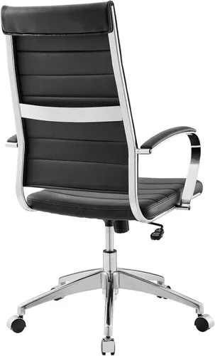 Vista 6 de LexMod Jive silla de oficina ejecutiva acanalada respaldo alto, Vinilo, Negro