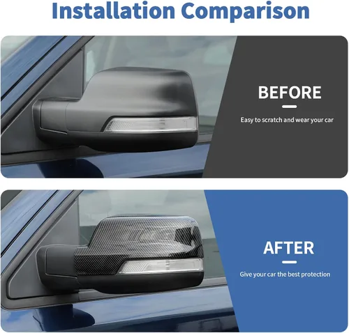 Vista 2 de Cubierta de espejo lateral de fibra de carbono para espejo retrovisor compatible con Dodge RAM 2018-2024