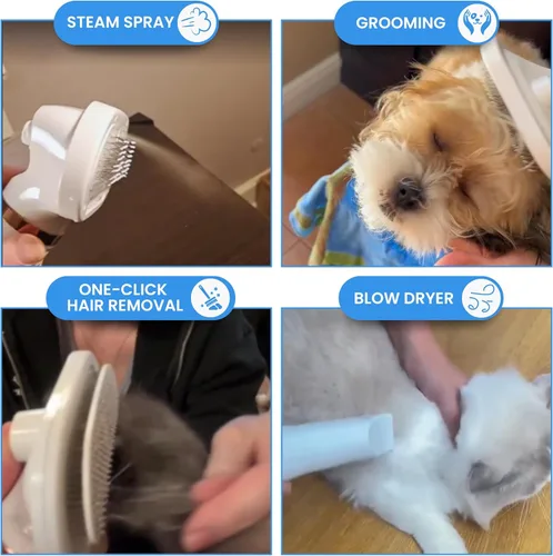 Vista 3 de Secador de pelo silencioso para mascotas de 300 W - Secador de pelo para mascotas para perros y gatos pequeños y medianos con peine extraíble