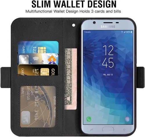 Vista 3 de Asuwish Compatible con Samsung Galaxy J7 Star J 7 Crown 7J Refine 2018 J7V V 2nd Gen Wallet Case y protector de pantalla de vidrio templado Flip
