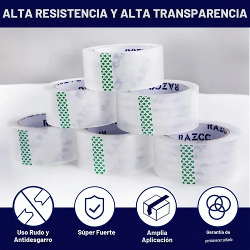 Vista 3 de RAZCC Cinta de embalaje, 12 rollos de cinta de embalaje transparente resistente con dispensadores para embalaje, envío, mudanza y correo, cinta
