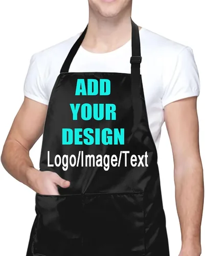 Vista 9 de Personalized Custom Aprons with Pockets for Women Men with Chef Name Text Logo Picture Kitchen Aprons