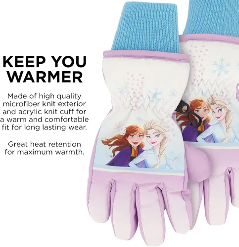 Vista 6 de Disney girls Winter Hat With Knit Mittens Set and Insulated Ski Ages 2-4 Or Frozen Knit Gloves and Glove Set Age 4-7
