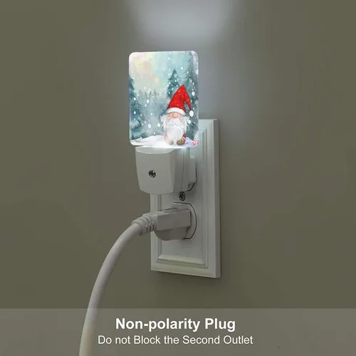 Vista 5 de Paquete de 2 luces LED de Navidad con gnomo de nieve, luces nocturnas de emergencia con sensor automático, juego de 2 para dormitorio, baño