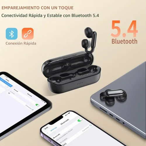 Vista 3 de Auriculares con clip, auriculares inalámbricos con clip de oreja abierto, Bluetooth 5.4, llamada de voz clara, auriculares deportivos con estuche