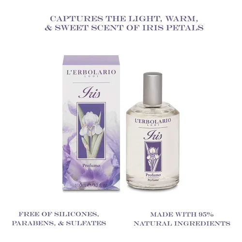 Vista 2 de L'Erbolario Iris - Notas de bergamota, iris y vainilla - Fragancia sensual para mujeres - Notas dulces de iris se transfieren a la piel - Intensidad