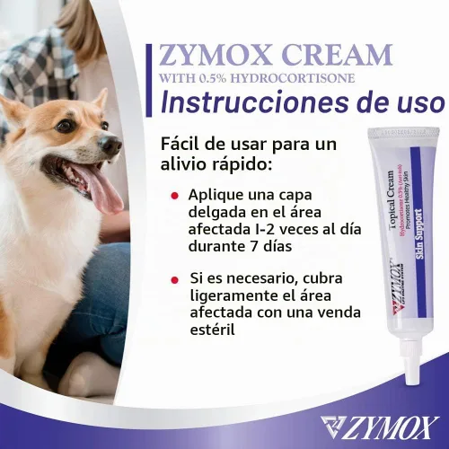 Vista 6 de Zymox Crema tópica con hidrocortisona al 0.5% para perros y gatos, 1oz