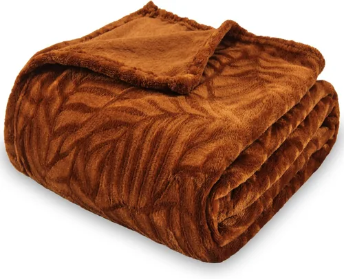Vista 12 de SOCHOW Manta de forro polar de franela súper suave, ligera y acogedora manta de felpa con textura de hojas cálidas para cama, sofá, 50 x 60
