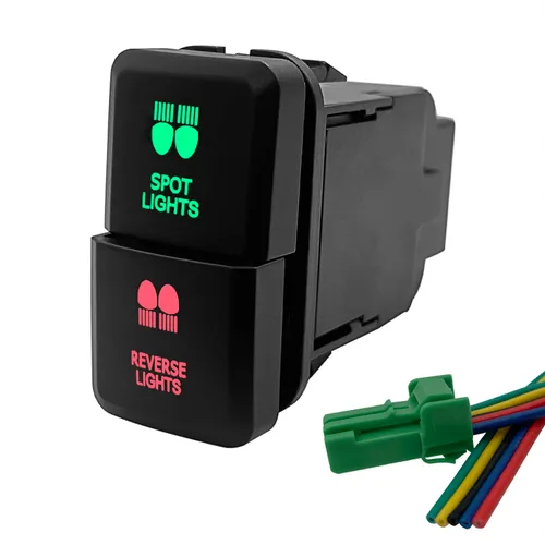 Vista 23 de Compresor de aire y Interruptor de botón doble de bloqueo de diferencial trasero para Toyota Tacoma Prado Fortuner Hilux 39mm X 21mm