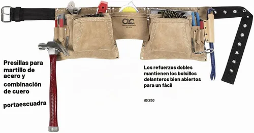 Vista 2 de Cinturón portaherramientas Custom Leathercraft de ante, muy resistente y para utilizar en trabajos de construcción