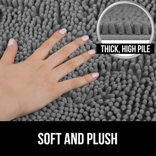 Vista 3 de GORILLA GRIP Juego de alfombras de baño de espuma viscoelástica a rayas, juego de contorno incluye alfombra de baño de 30 x 20 pulgadas y tapete