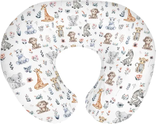 Vista 14 de Fundas de almohada de lactancia de animales de acuarela para niños y niñas, osos, conejo, mapache, hojas florales, funda de almohada de lactancia