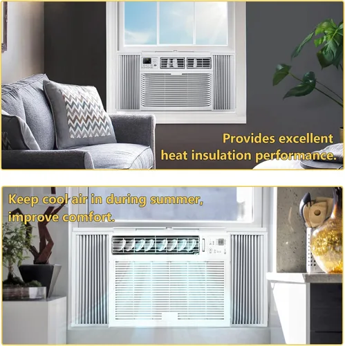 Vista 8 de Panel lateral de CA para ventana con juego de marco, kit de repuesto de cortina de relleno de acordeón de aire acondicionado, se adapta a la mayoría