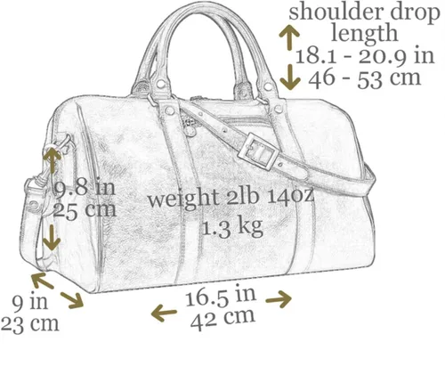Vista 7 de Time Resistance Bolsa de lona pequeña de cuero de grano completo - Bolsa de gimnasio para fin de semana (marrón coñac)