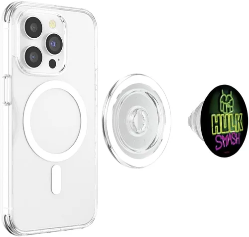 Vista 4 de Marvel Avengers Hulk Smash Neon PopSockets MagSafe PopGrip para iPhone