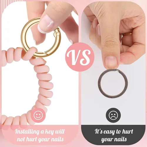 Vista 3 de 6 pulseras elásticas con llavero de muñeca, pulsera flexible en espiral de resorte, pulsera de muñeca con espiral flexible, soporte para llaves