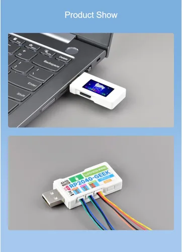 Vista 5 de waveshare Placa de desarrollo RP2040 Geek basada en microcontrolador RP2040 con pantalla LCD a color de 1.14 pulgadas 65K y caja de plástico blanco