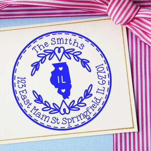 Vista 35 de Alabama State Wreath - Sello de sello de dirección personalizado para invitaciones de fiesta, tarjetas de vacaciones y decoración del hogar Sello